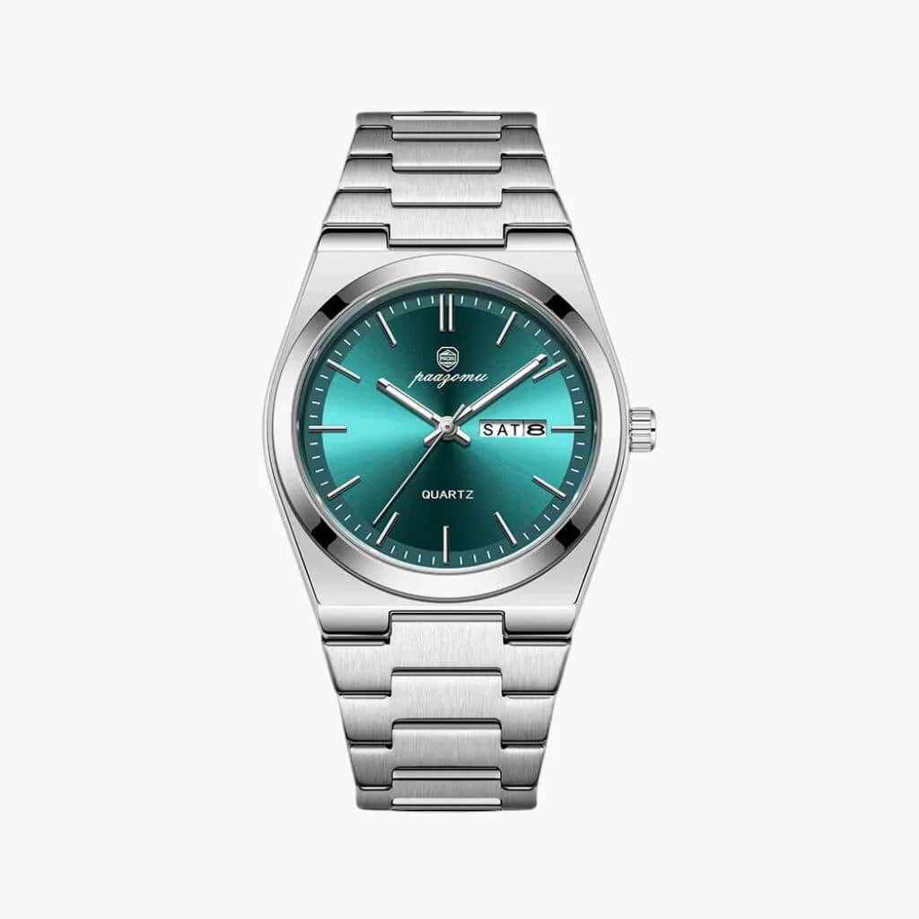 Zegarek męski Paazomu zielona tarcza na bransolecie