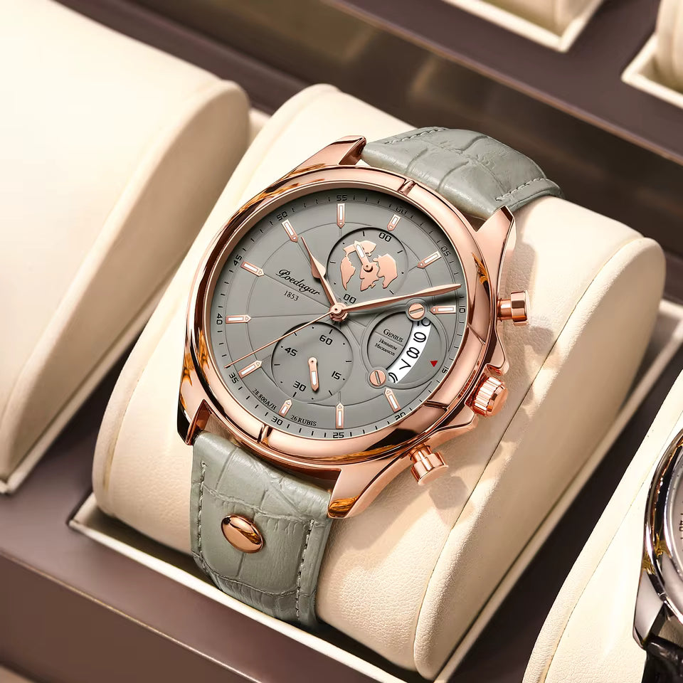 Zegarek męski Poedagar, khaki , chronograf