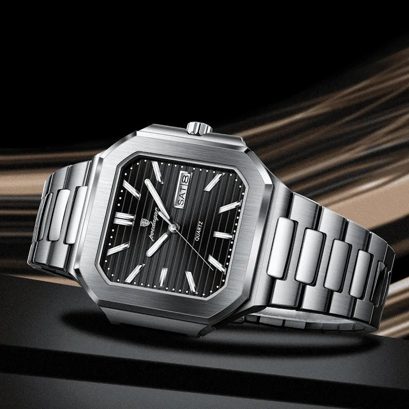 Zegarek męski Poedagar kwadratowy , czarna tarcza