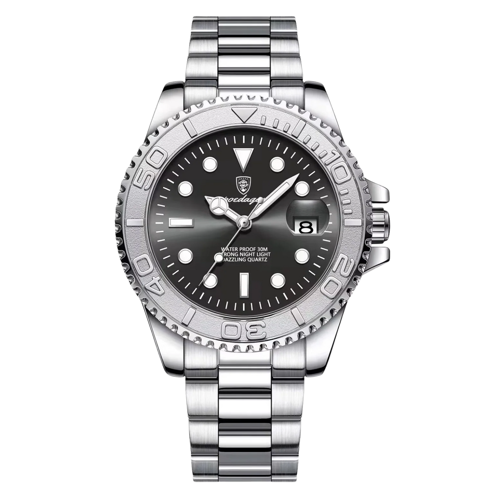 Zegarek męski Poedagar , srebrny , obrotowy bezel
